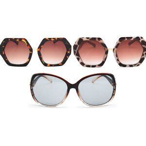 Chic Oversized and Geometric Sunglasses Bundle – Set of 3 Trendy Sunglasses